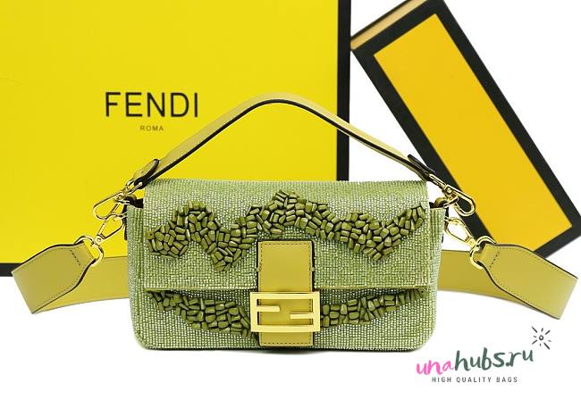 Fendi Baguette Green Beaded Bag - 1