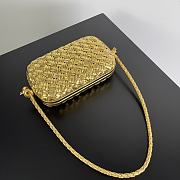 Bottega Veneta intreccio gold leather clutch - 6