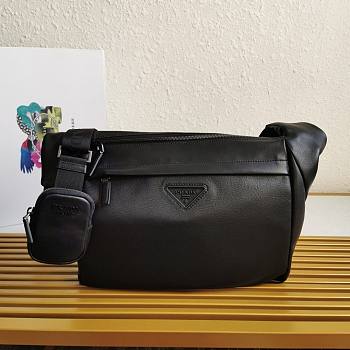 Prada Men Black Leather Shoulder Bag 2VH125 