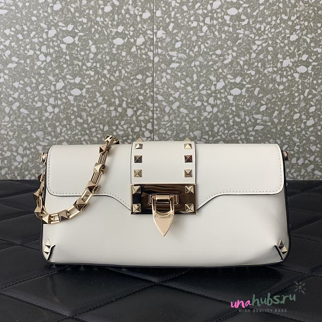 Valentino Garavani White Rockstud Brushed Calfskin Bag - 1