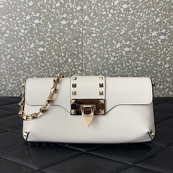 Valentino Garavani White Rockstud Brushed Calfskin Bag