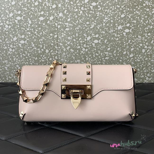 Valentino Garavani Pink Rockstud Brushed Calfskin Bag - 1