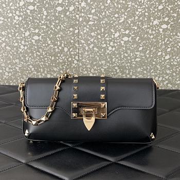 Valentino Garavani Black Rockstud Brushed Calfskin Bag