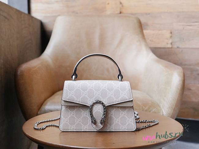 Gucci Dionysus Mini Top Handle White Leather Bag - 1