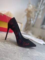 Louboutin red letter black heels  - 6