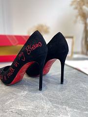 Louboutin red letter black heels  - 4