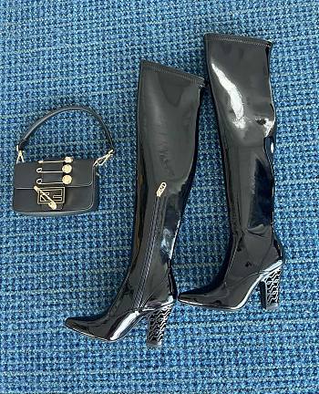 Valentino thigh high black patent boots
