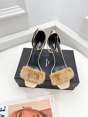 YSL Saint Laurent Fur Beige Heels - 1