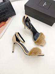 YSL Saint Laurent Fur Beige Heels - 5