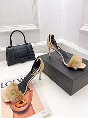 YSL Saint Laurent Fur Beige Heels - 4