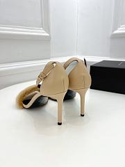 YSL Saint Laurent Fur Beige Heels - 3