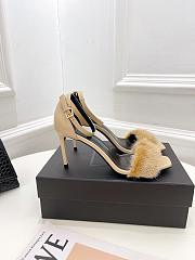 YSL Saint Laurent Fur Beige Heels - 2