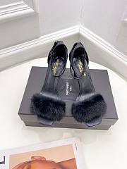 YSL Saint Laurent Fur Black Heels - 1