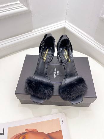 YSL Saint Laurent Fur Black Heels