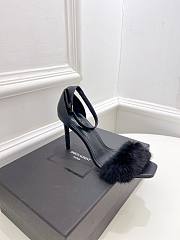 YSL Saint Laurent Fur Black Heels - 6