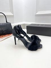 YSL Saint Laurent Fur Black Heels - 5