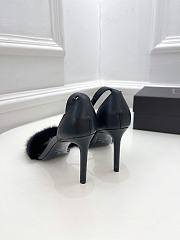 YSL Saint Laurent Fur Black Heels - 3