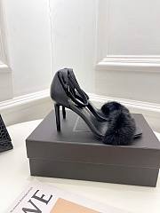 YSL Saint Laurent Fur Black Heels - 2