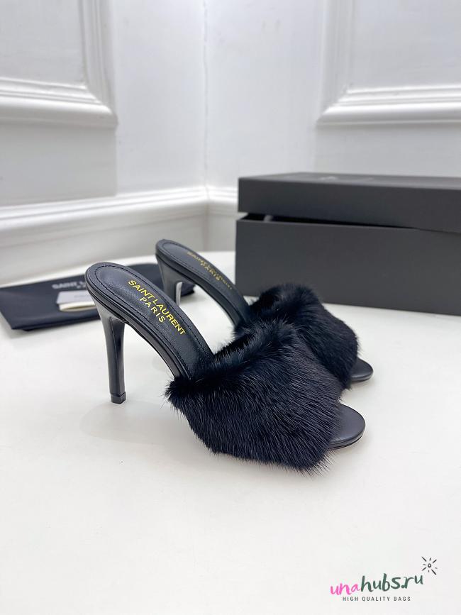 YSL Black Fluffy Heels - 1