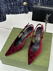 Gucci GG red suede slingback pump  - 2