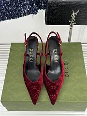 Gucci GG red suede slingback pump  - 5