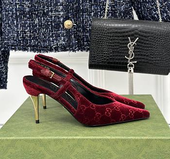 Gucci GG red suede slingback pump 