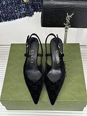 Gucci GG black suede slingback pump - 4