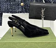 Gucci GG black suede slingback pump - 1