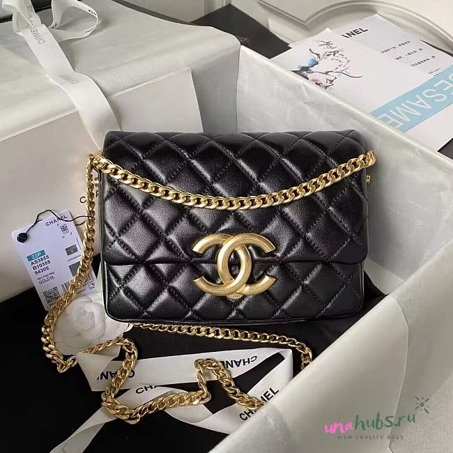 Chanel CF 20 black lambskin gold hardware chain bag  - 1