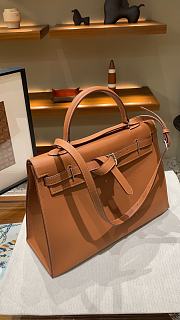 Hermes Kelly flat brown leather bag - 3