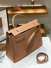 Hermes Kelly flat brown leather bag - 4