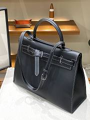 Hermes Kelly flat black leather bag - 2