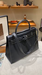 Hermes Kelly flat black leather bag - 6