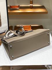 Hermes Kelly flat gray leather bag - 4