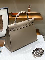 Hermes Kelly flat gray leather bag - 5