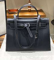 Hermes Kelly flat black leather bag - 1