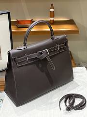 Hermes Kelly flat coffee leather bag - 3