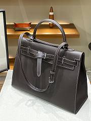 Hermes Kelly flat coffee leather bag - 4