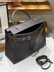 Hermes Kelly flat coffee leather bag - 6