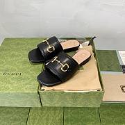 Gucci Horsebit Black Leather Slippers  - 1