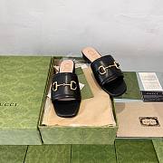 Gucci Horsebit Black Leather Slippers  - 3