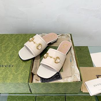 Gucci Horsebit White Leather Slippers 