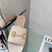 Gucci Horsebit White Leather Slippers  - 5