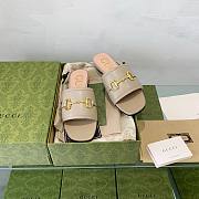 Gucci Horsebit Beige Leather Slippers  - 3