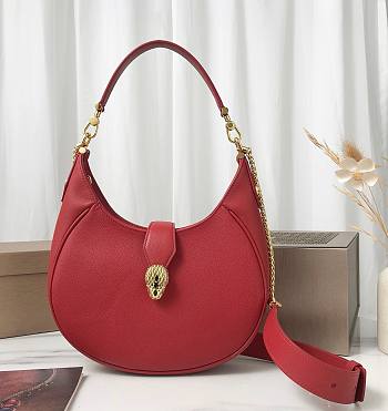 Bvlgari Serpenti Ellipse Red Leather Shoulder Bag