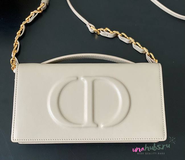 Dior CD Signature Mini White Calfskin Bag - 1