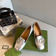 Gucci GG Silver Heeled Loafers - 5