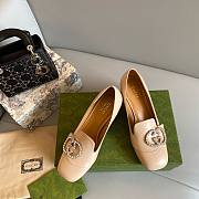 Gucci GG Beige Heeled Loafers - 1