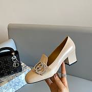 Gucci GG Beige Heeled Loafers - 6