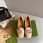 Gucci GG Beige Heeled Loafers - 3